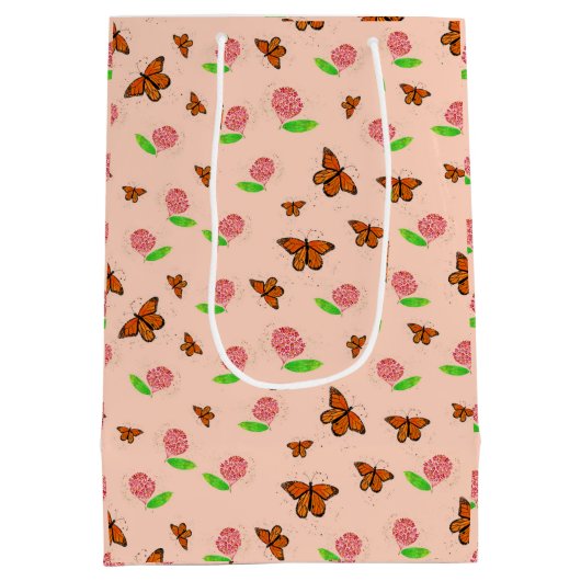 Milkweed and Monarch Butterfliy Gift Bag Medium Cadeauzakje (Achterkant)