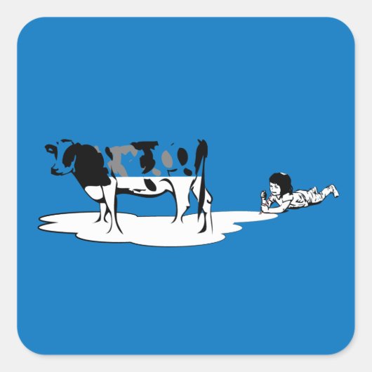 Milky girl vierkante sticker (Voorkant)