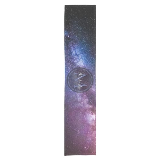 Milky way bright covu personalizable monogram korte tafelloper (Voorkant)