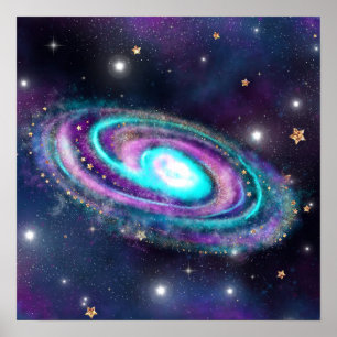 Milky Way Galaxy Kosmische blauwe Paarse roze gl Poster