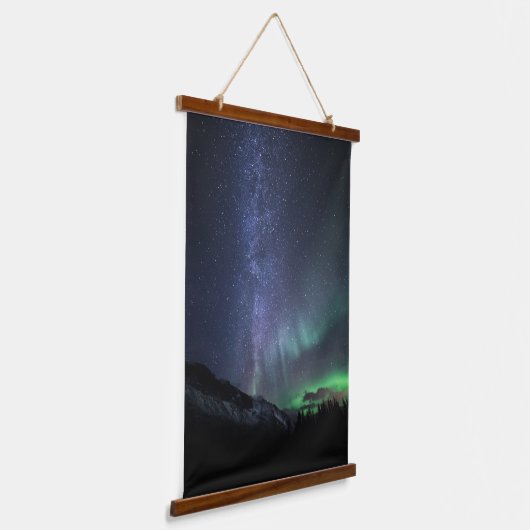 Milky Way Northern Lights Hangend Wandkleed (Gebogen)