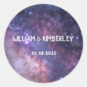 Milky Way Stars Sky Galaxy Elegant Wedding Ronde Sticker