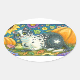 MILKYWAY HALLOWEEN MYSTICAL CAT STICKERS Oval