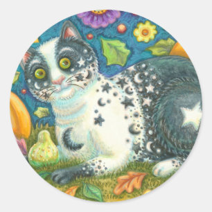 MILKYWAY HALLOWEEN MYSTICAL CAT STICKERS Round