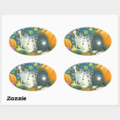 MILKYWAY HALLOWEEN MYSTIQUE CHAT STICKERS Oval (Feuille)