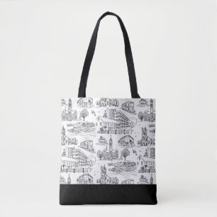 Mill City Toile (Lowell, MA) Zwart/Wit Draagtas