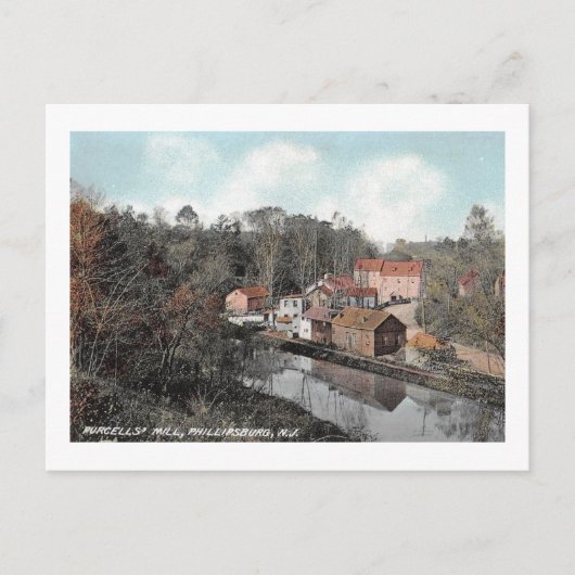 Mill, Morris Canal, Phillipsburg NJ Vintage Briefkaart (Voorkant)