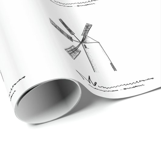 mill op witte achtergrond cadeaupapier (Rol Hoek)