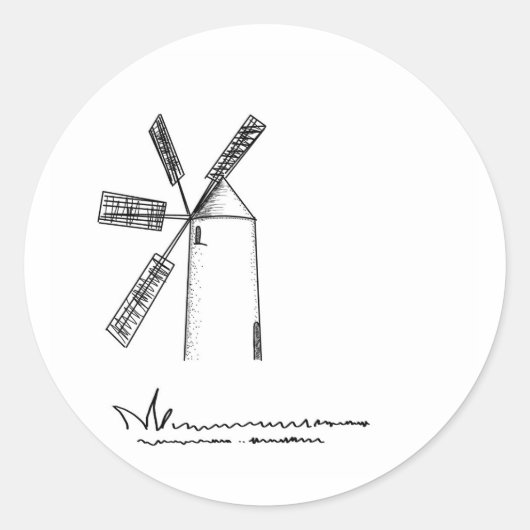 mill op witte achtergrond ronde sticker (Voorkant)