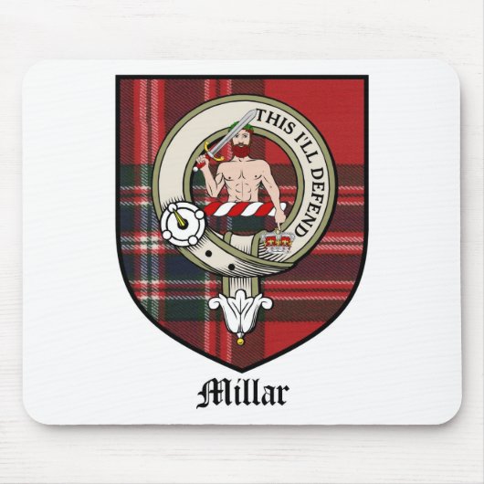 Millar Clan Crest Badge Tartan Muismat (Voorkant)