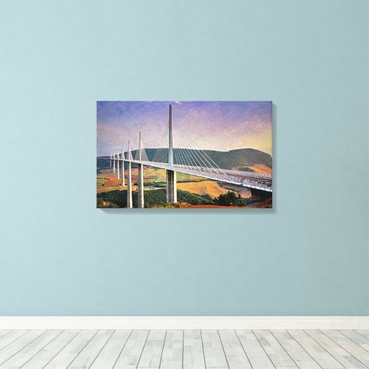 Millau Viaduct, Frankrijk Canvas Afdruk (Insitu (Houten vloer))