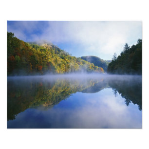 Millcreek Lake en herfstkleuren bij zonsopgang, Foto Afdruk