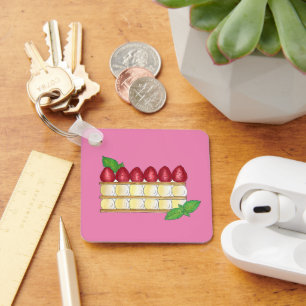 Mille Feuille Frans Voedsel Bladerdeeg Frambozen Sleutelhanger