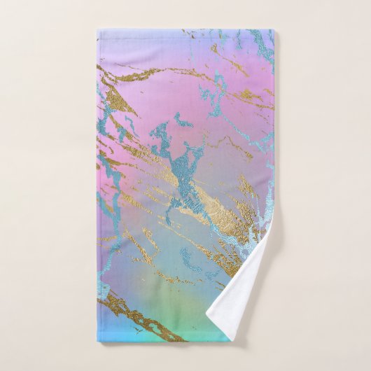 Millennial Marble | Speelse regenboog pastel ombre Bad Handdoek (Handdoek)