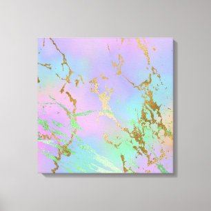 Millennial Marble Speelse regenboog pastel ombre Canvas Afdruk