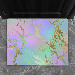 Millennial Marble Speelse regenboog pastel ombre Deurmat
