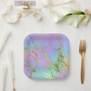 Millennial Marble Speelse regenboog pastel ombre Papieren Bordje