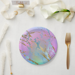 Millennial Marble Speelse regenboog pastel ombre Papieren Bordje