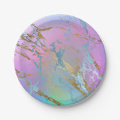 Millennial Marble | Speelse regenboog pastel ombre Papieren Bordje (Voorkant)