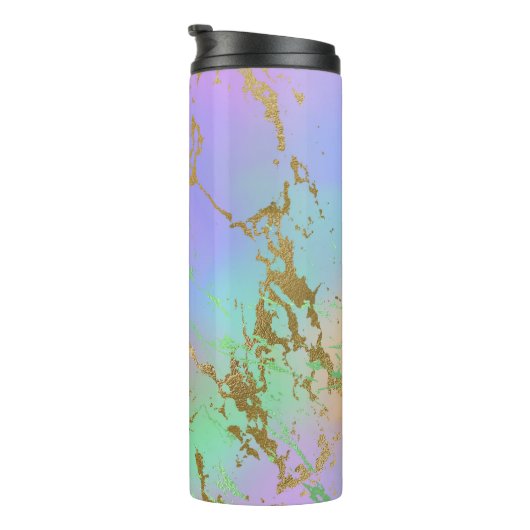 Millennial Marble | Speelse regenboog pastel ombre Thermosbeker (Geroteerd rechts)