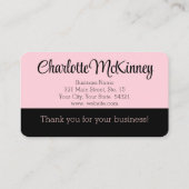 Millenniumroze zwarte moderne schone lijnen visitekaartje (Achterkant)