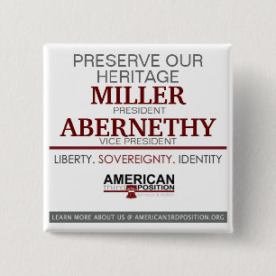 Miller/Abernethy 2012 Vierkante Button 5,1 Cm