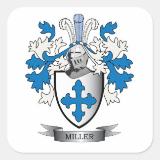 Miller Familie Crest Coat of Arms Vierkante Sticker