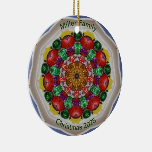 MILLER FAMILIE ~ Gepersonaliseerde kerst fractal ~ Keramisch Ornament (Rechts)