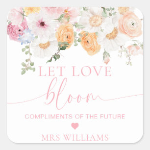 Millie Bloemige Laat Liefde Bloeien Favor Vierkante Sticker