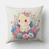 Millie Mae - Lapin Mignon dans Fleurs Coussin (Verso)