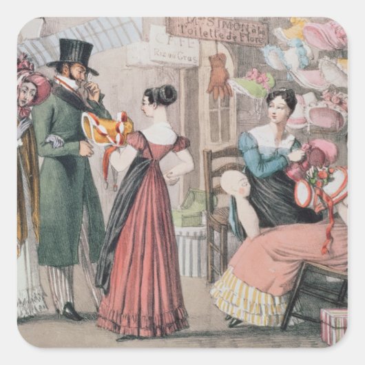 Milliners , gedrukt door Charles Joseph Vierkante Sticker (Voorkant)
