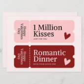 Million de Baisers et Dîner Carte Saint Valentin (Devant / Derrière)