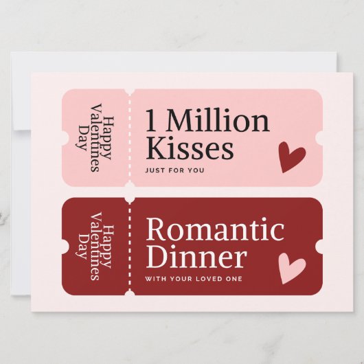 Million de Baisers et Dîner Carte Saint Valentin (Devant)