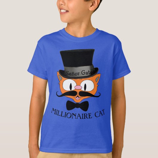 MILLIONAIRE CAT Cartoon Mustache Cat Boys T-shirt (Voorkant)
