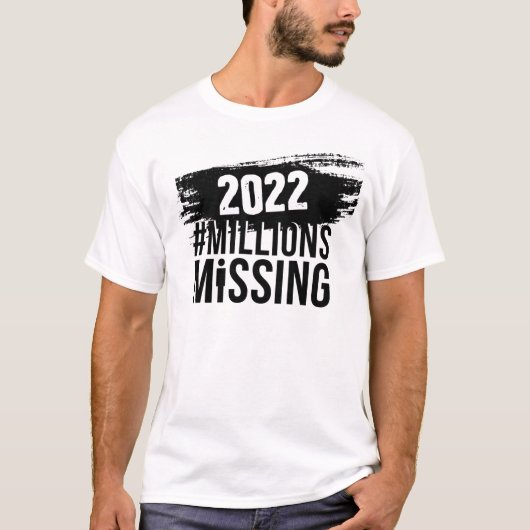 #MillionMissing 2022 logo met #MEAction logo T-shirt (Voorkant)