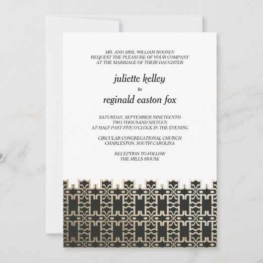 Mills House Charleston Black and Gold Invitation (Devant)