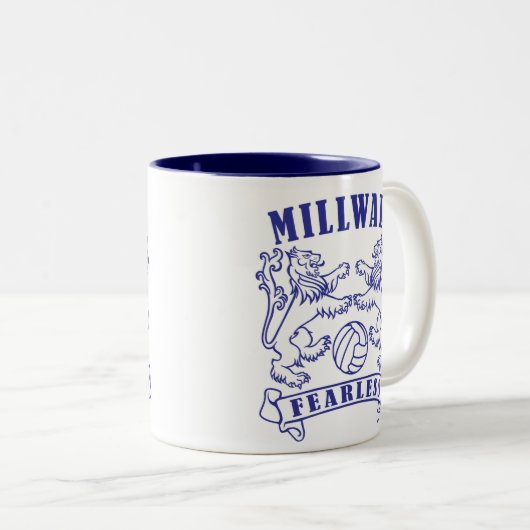 Millwall Fearless Tweekleurige Koffiemok (Voorkant rechts)