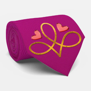 Milo Dale Hearts & Gold Design Roze Mannen Necktie Stropdas