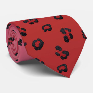 Milo Dale Red en Black Leppard Pink Necktie Stropdas