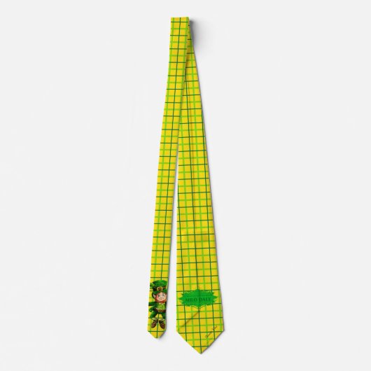 Milo Dale St. Patrick's Day Gold Plaid Cravate mas (Dos)