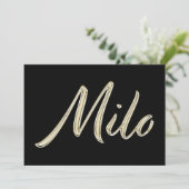 Milo Name white gold Handwriting Karte Kaart (Staand voorkant)