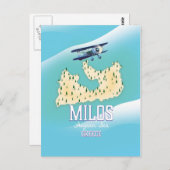Milos, de Grieks-eilandkaart-reisposterkunst. Briefkaart (Voorkant / Achterkant)