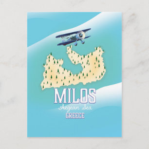 Milos, de Grieks-eilandkaart-reisposterkunst. Briefkaart