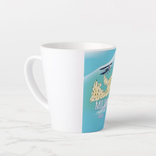 Milos, de Grieks-eilandkaart-reisposterkunst. Latte Mok (Linkerhoek)