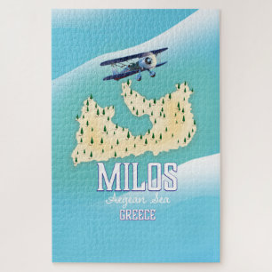 Milos, de Grieks-eilandkaart-reisposterkunst. Legpuzzel