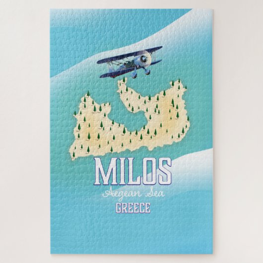 Milos, de Grieks-eilandkaart-reisposterkunst. Legpuzzel (Verticaal)
