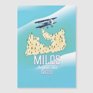Milos, Grieks eiland Kaart reisposter kunst.