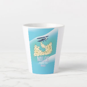 Milos, Grieks eiland Kaart reisposter kunst. Latte Mok