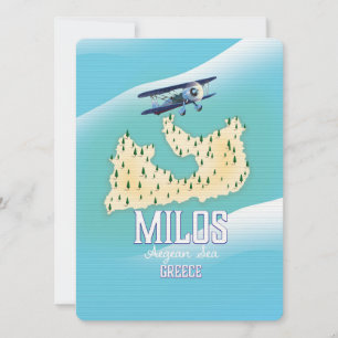 Milos, île grecque Carte de voyage poster art.