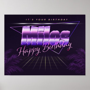 Milos Name Vorname retro Poster Geburtstag